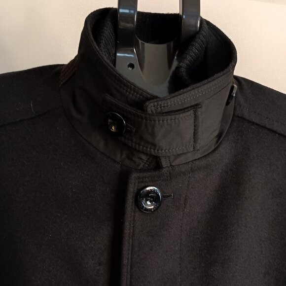 Hugo Boss Wool Cashmere Coat with Inner Bib & Ribbed Collar Size 40R EUC - Picture 6 of 16